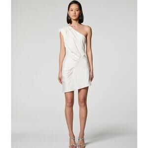 Elliatt One Shoulder Mercury Ruched Mini Dress NWT Pearl/Cream Size Large